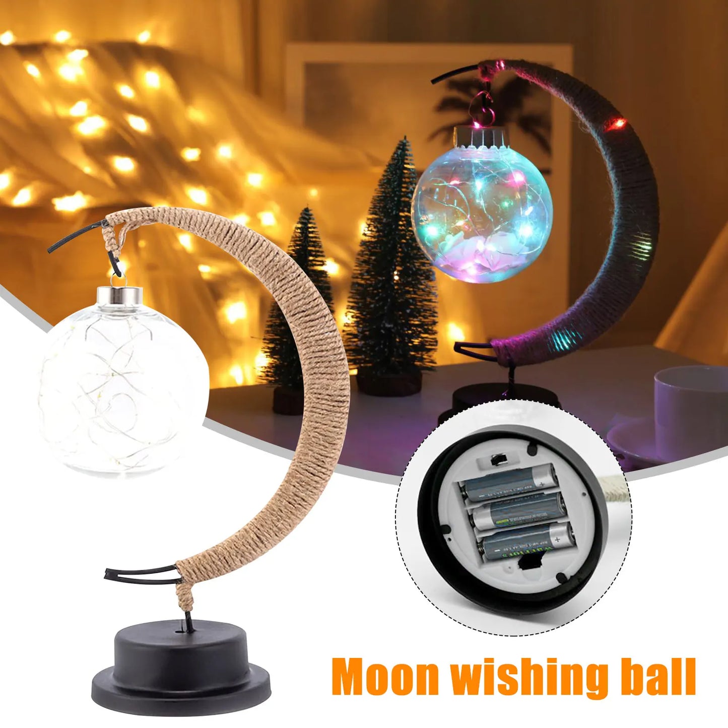 Handmade Moon Lantern – Rattan & Wrought Iron