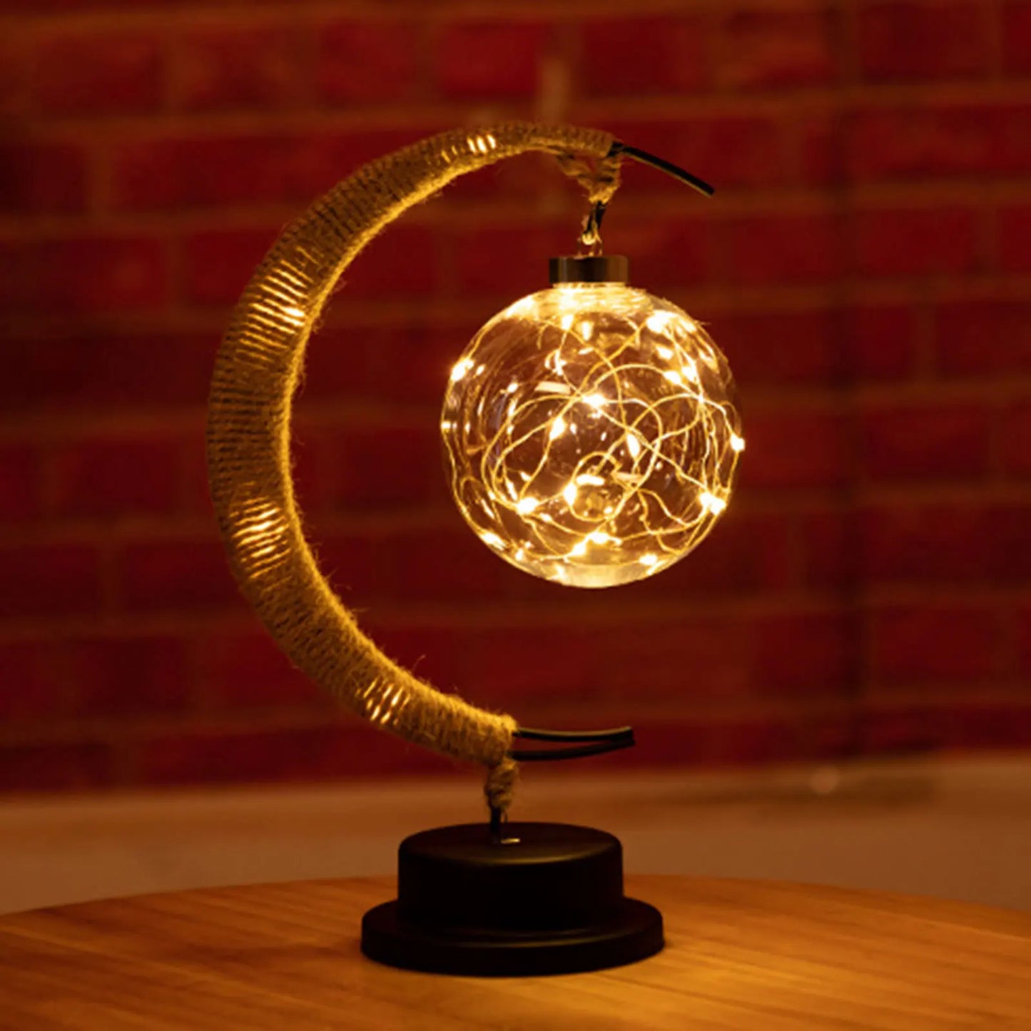 Handmade Moon Lantern – Rattan & Wrought Iron
