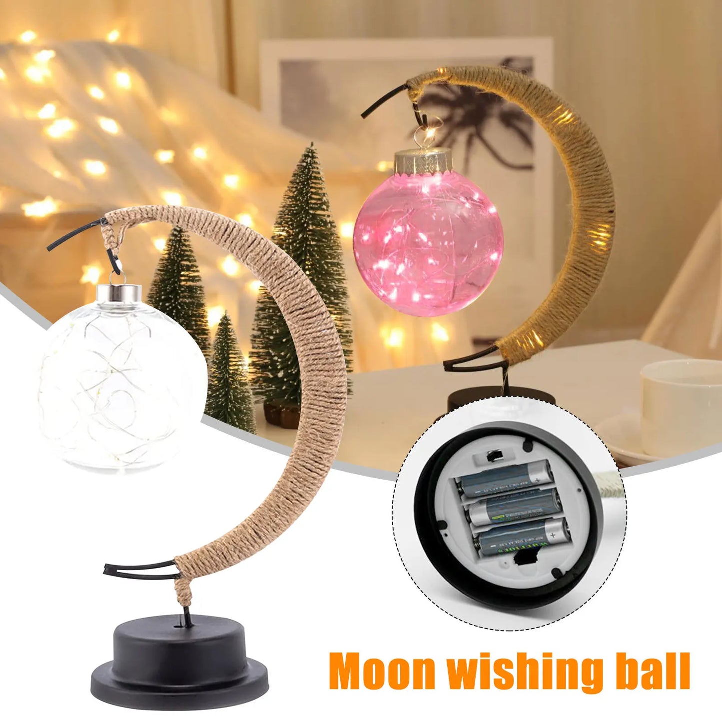 Handmade Moon Lantern – Rattan & Wrought Iron
