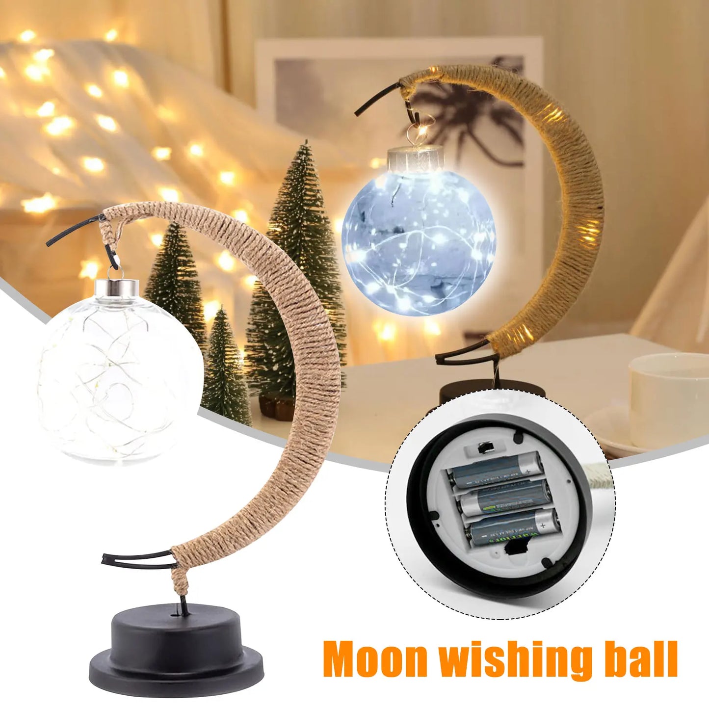 Handmade Moon Lantern – Rattan & Wrought Iron