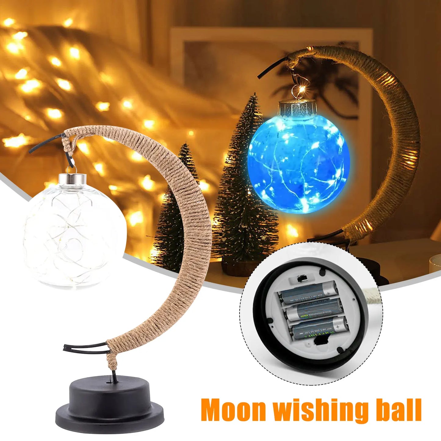 Handmade Moon Lantern – Rattan & Wrought Iron