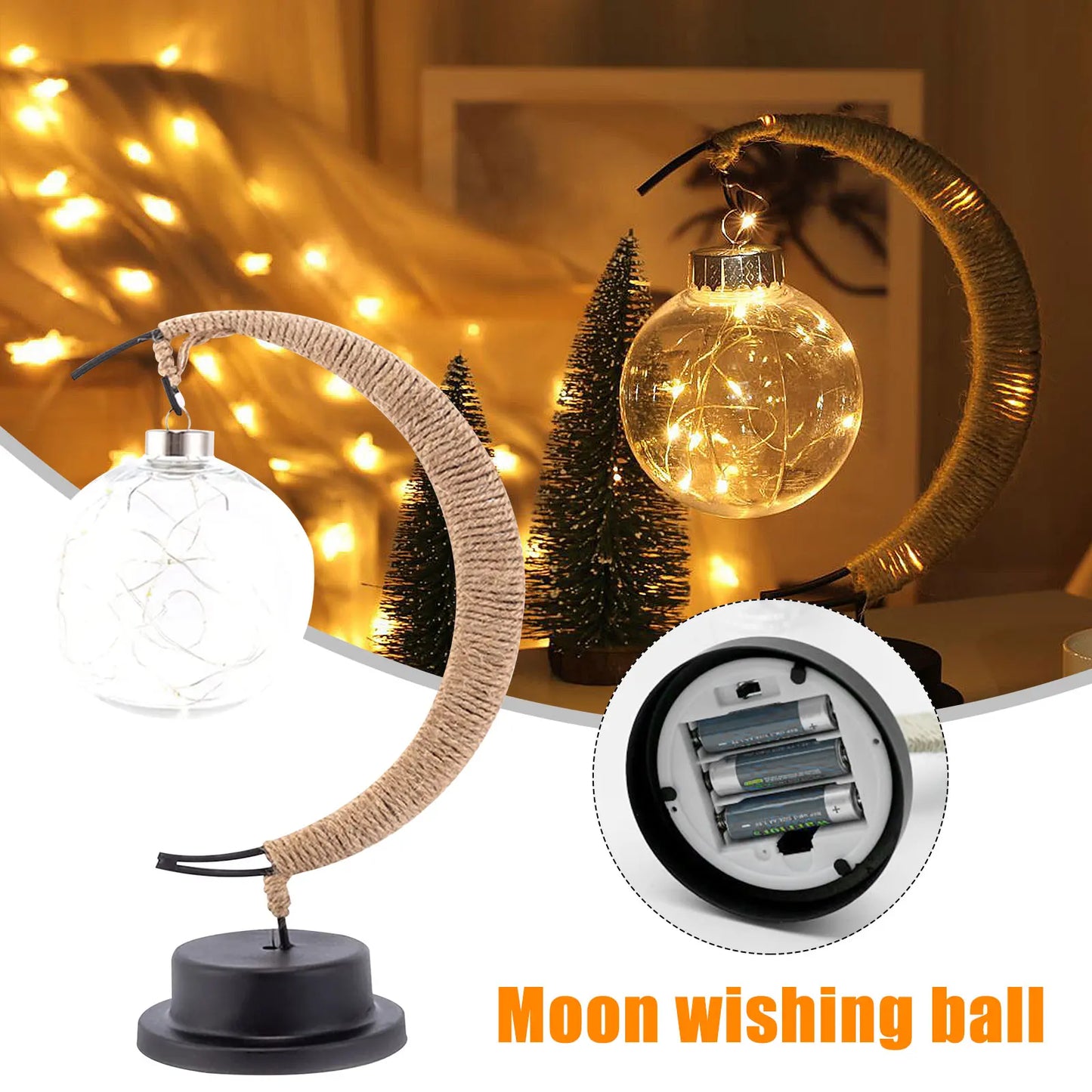 Handmade Moon Lantern – Rattan & Wrought Iron