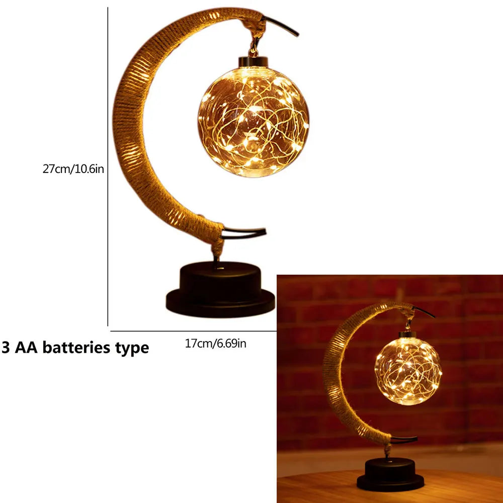 Handmade Moon Lantern – Rattan & Wrought Iron