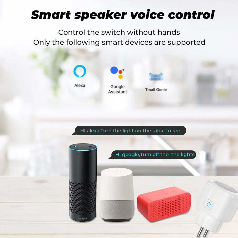 Tuya Smart WiFi 20A EU Plug – Voice-Controlled Socket