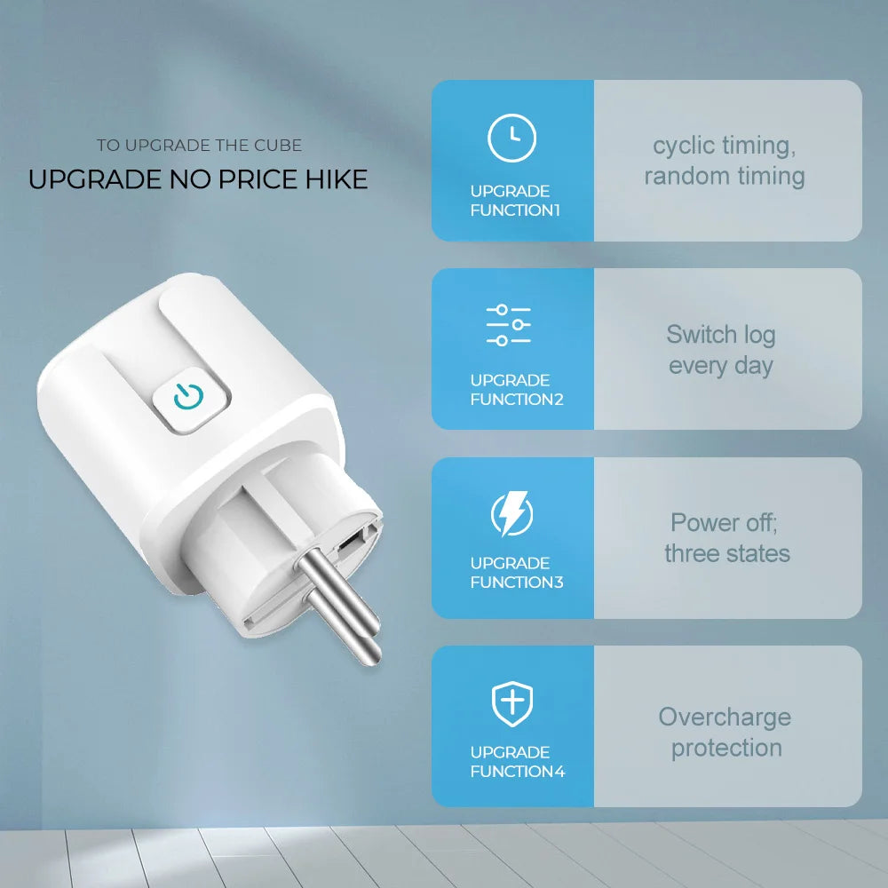 Tuya Smart WiFi 20A EU Plug – Voice-Controlled Socket