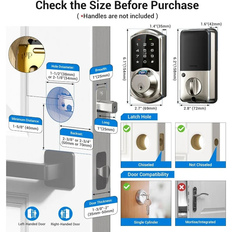 Fingerprint Smart Lock with 7-in-1 Keyless Entry and App Control
