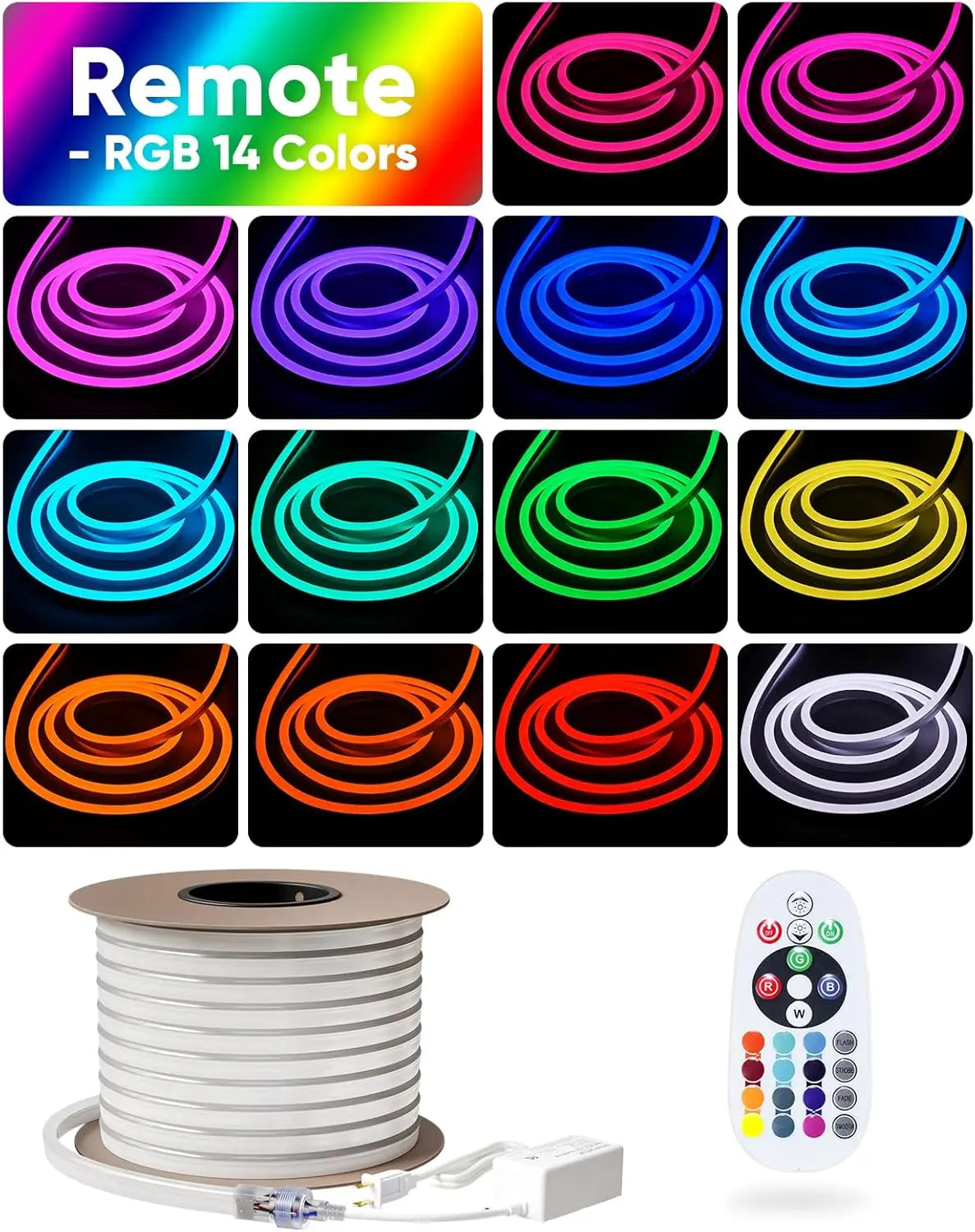 131.2FT LED RGB Neon Rope Lights with Remote