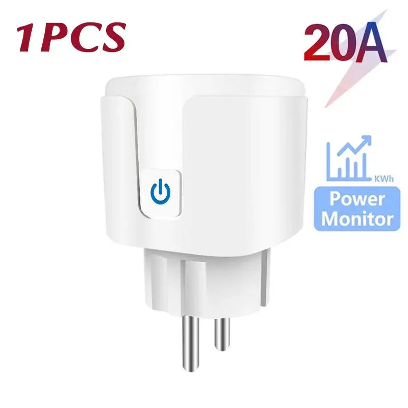 Tuya Smart WiFi 20A EU Plug – Voice-Controlled Socket
