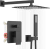 Black 12" High-Pressure Wall-Mounted Shower System