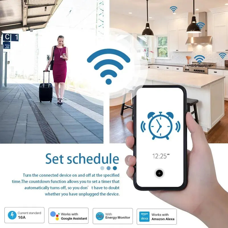 Tuya Smart WiFi 20A EU Plug – Voice-Controlled Socket