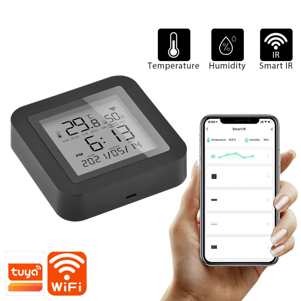 Smart WiFi Indoor Thermometer Hygrometer with Voice Assistant Support