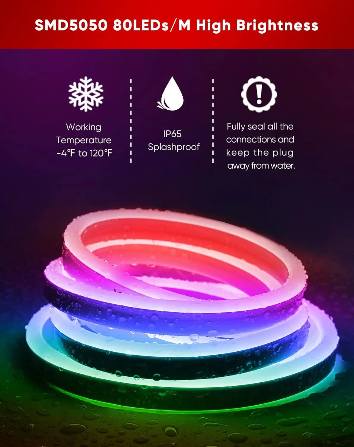 131.2FT LED RGB Neon Rope Lights with Remote