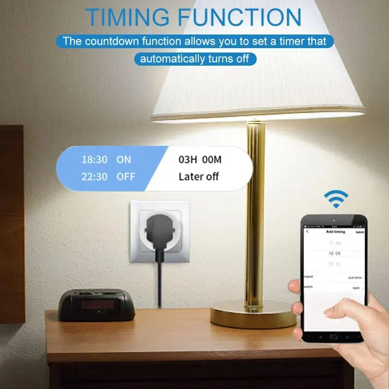 Tuya Smart WiFi 20A EU Plug – Voice-Controlled Socket