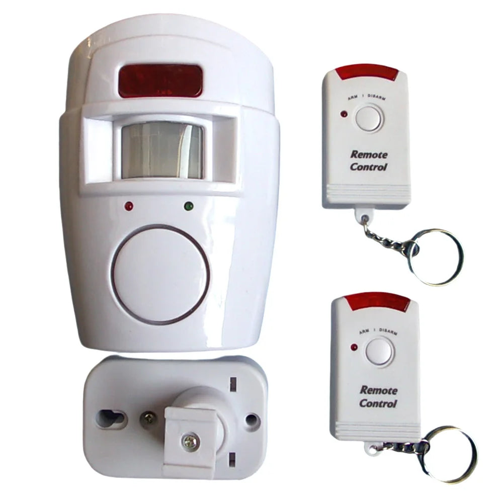 Wireless Battery-Powered PIR Motion Sensor Alarm with Dual Remote Controls