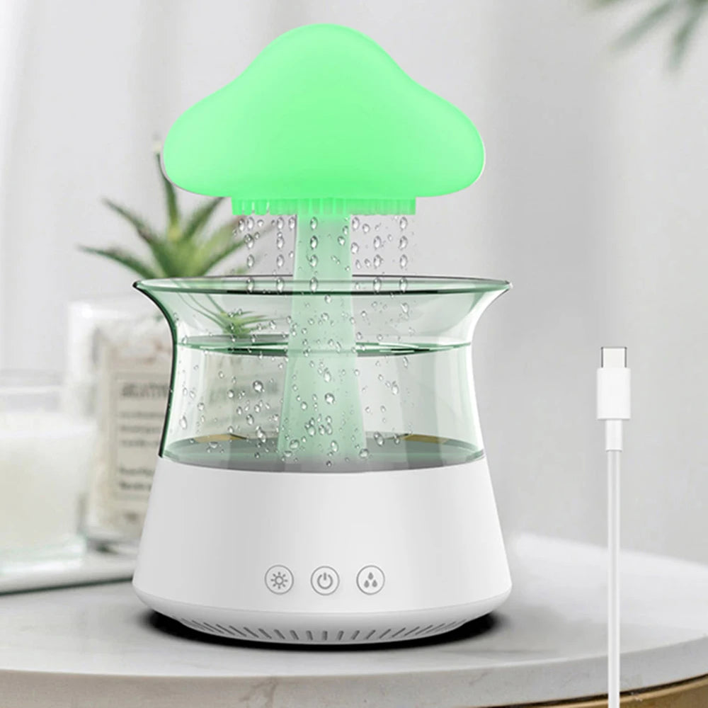 Mushroom Rain Essential Oil Diffuser with Colorful Night Light