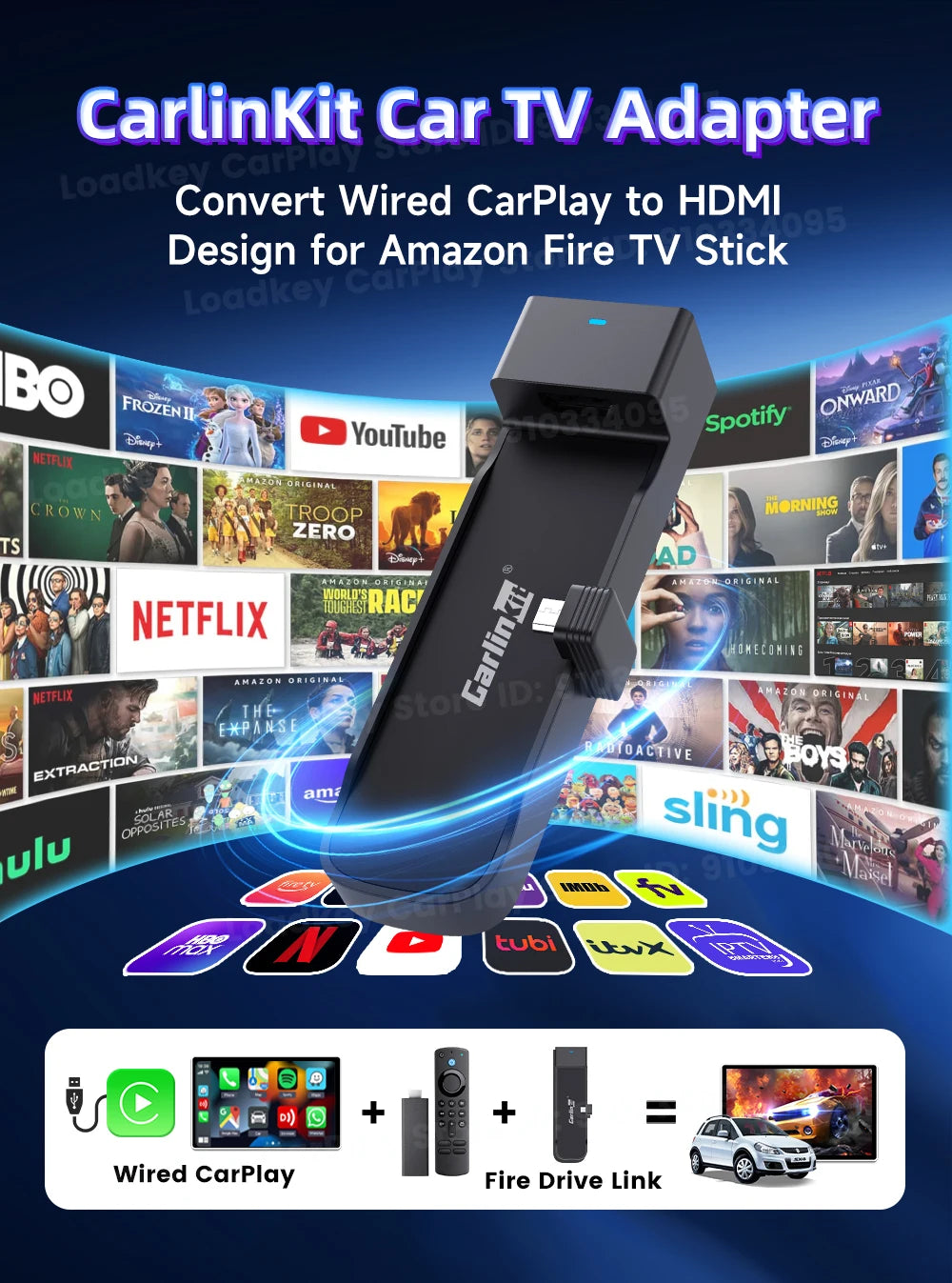 Carlinkit FireDrive Link – Stream Fire TV Stick on CarPlay Display