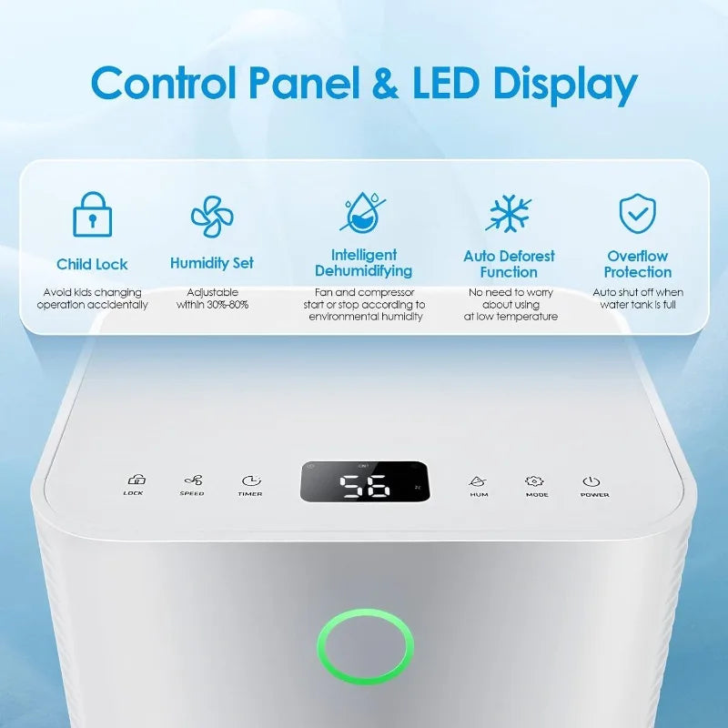 32 Pint 2000 Sq. Ft Home Dehumidifier with LED Touch Control
