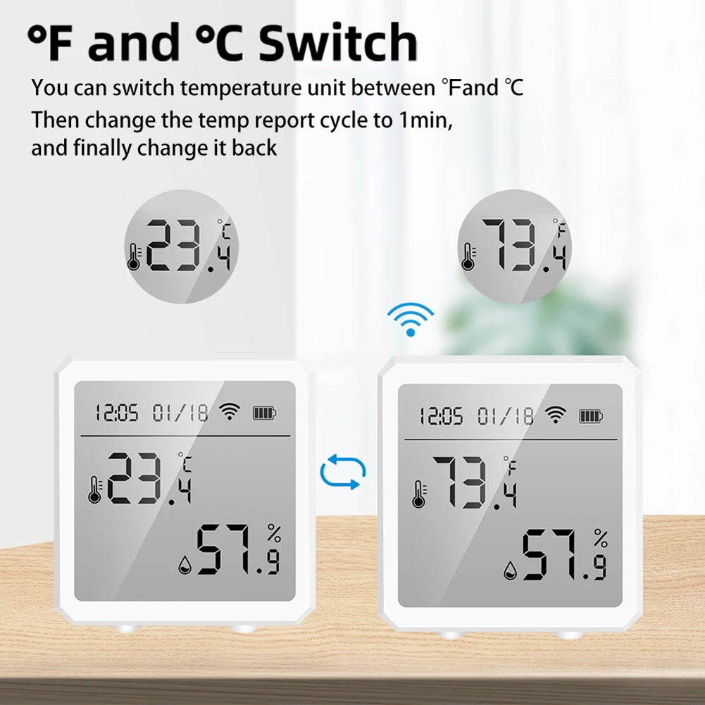 Tuya ZigBee Temperature and Humidity Sensor with LCD Display and IR Remote Control